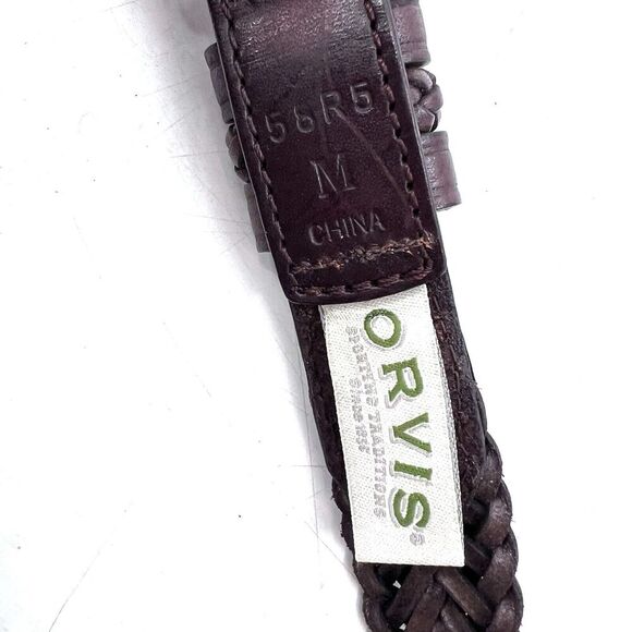 Orvis Brown Leather Braided Woven Belt Mens Size Medium - Picture 4 of 4